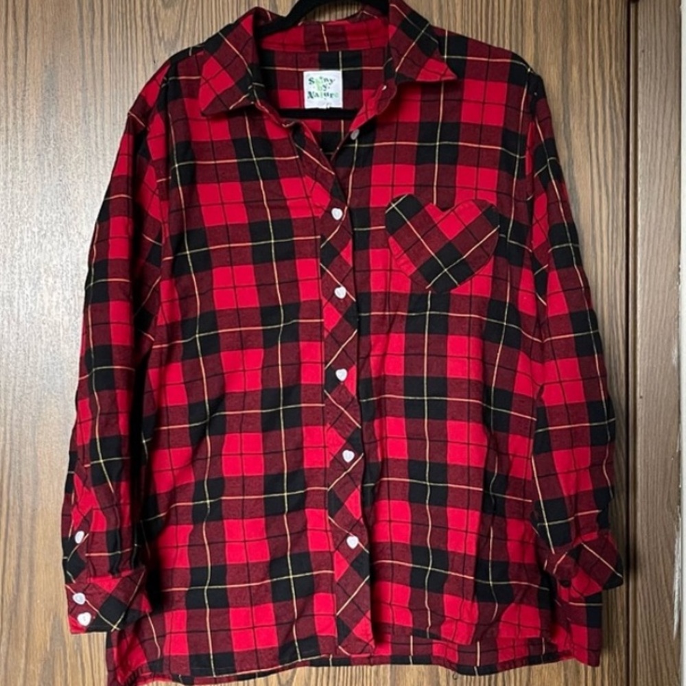 Shiny by nature 5x flannel heart shirt heavy weight quality 100% cotton NWOT